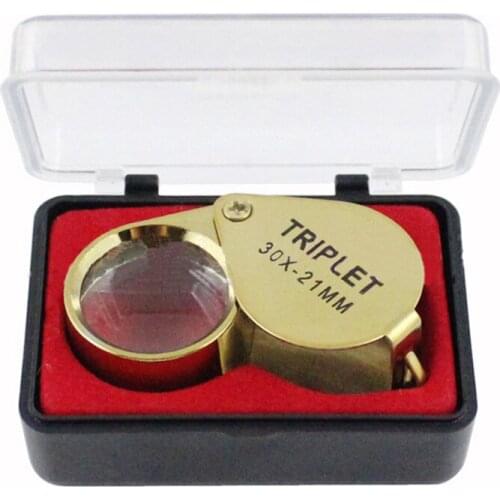 30X Pocket Jeweler Loupe Magnifier with Exquisite Box Portable Magnifying Glass for Jewelry, Coins, Stamps, Antiques- Gold