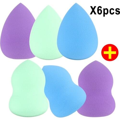 6Pcs/set Face Makeup Sponge Puff Blending Facial Foundation Contour Dry Wet Use Multifunction Cosmetic Beauty Tools