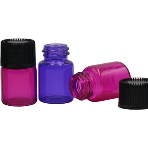 600pcs 1ml 2ml 3ml Colorful Perfume Liquid Sample Glass Bottle with Orifice Reducer and Cap Small Essential Oil Clear Vials