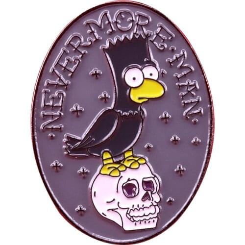 Bart the raven brooch by Edgar Allan enamel pin Poe Gothic horror collection