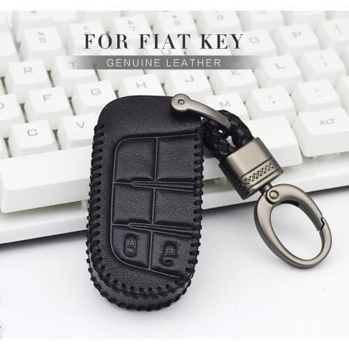 Real Leather Car Key Cover Case For Fiat 500 Ducato Egea Tipo Punto Freemont Capa Chave Panda Stilo Bravo Key Ring Accessories