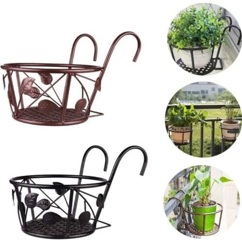 European Railing Potted Plant Hanging Flower Pot Storage Basket Holder Balcony Rail Porch Fence Planter Shelf
