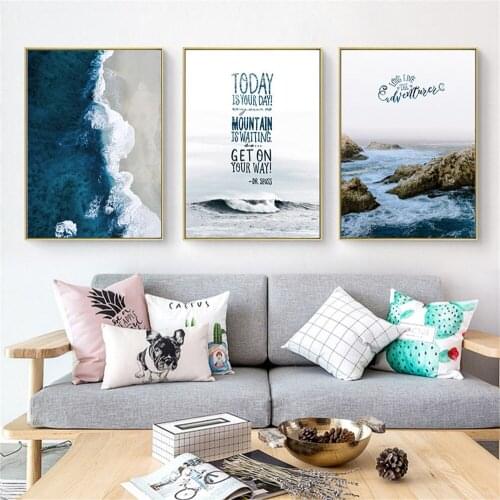 Sea Waves Landscape Canvas Poster Nordic Style Beach Wall Art Print Painting Decoration Picture Scandinavian Home Decoration