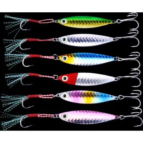 HENGJIA 1pcs 7g 10g 15g 20g Lead Jig Metal Jigging Spoon Lure Hook with Artificial Bait Tackle Casting Lure for Bass Pike