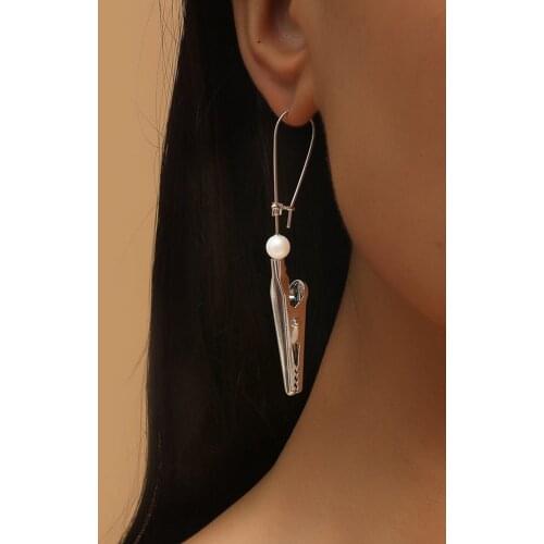 European And American Personality Creative Metal Earring Single Punk Funny Clip Eardrop Trend Hip-Hop Exaggerated Earring Female