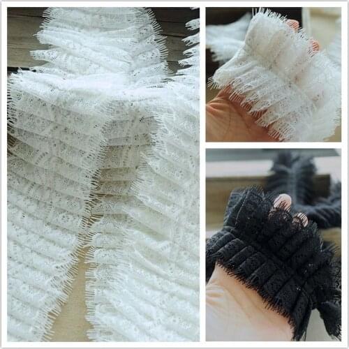 5Meters White Black Pleated Lace Trim Ruffle Eyelash Lace Ribbon Baby Handmade DIY Homework Flower Princess Dress Wedding Decor