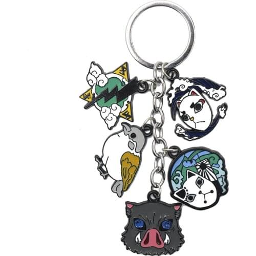 Hot Anime Jewelry Demon Slayer Keychain Tanjirou Nezuko Inosuke Figure Pendant Alloy Enamel Key Chain for Fans Cosplay Gift