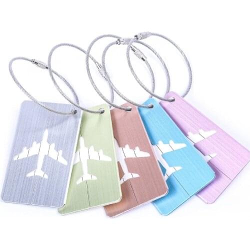 M68C 5Pcs Aluminum Alloy Luggage Tag Brushed Hollow Design Multicolor Travel Suitcase Name ID Card Label Holder Board