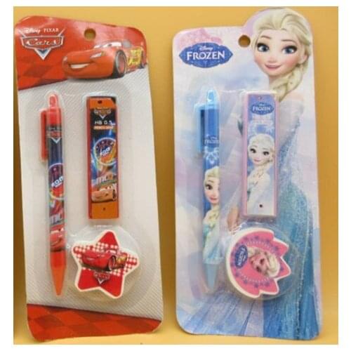 24 Disney cartoon automatic pencil refill eraser combination stationery set cute Frozen office writing painting learning gift
