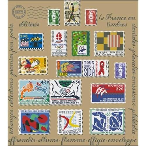 World stamp set patterns counted 11CT 14CT 18CT Cross Stitch Sets DIY Chinese Cross-stitch Kits Embroidery Needlework