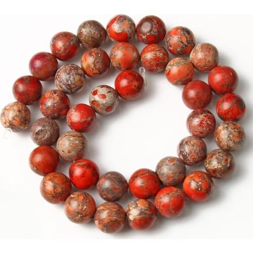 Natural Stone Red Sea Sediment Jaspers Beads Loose Spacer Round Beads For Jewelry Making DIY Woman Bracelet 6/8/10mm 15"Inches