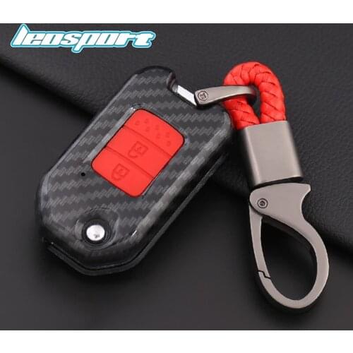 New Carbon fiber Look silicone rubber car key fob cover case for Honda Accord Civic Fit Type G and H with keychain
