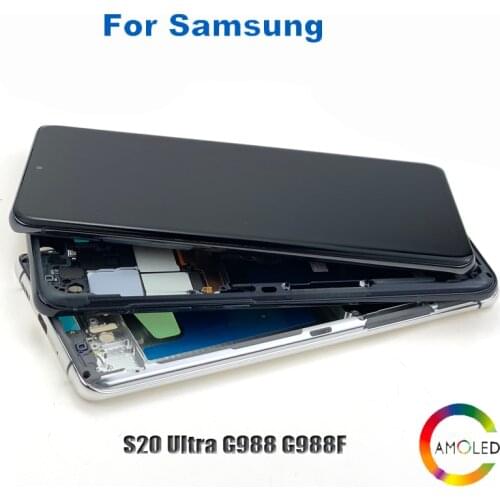 6.9" Original Super AMOLED display touch screen For Samsung Galaxy S20 Ultra G988 G988F G988B/DS lcd screen display + Frame