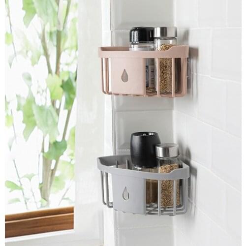 Plastic Corner Storage Rack Punch-free Sink Sponge Drain Organizer Shelf Bathroom Toiletries Storage Holder Kitchen Organizer