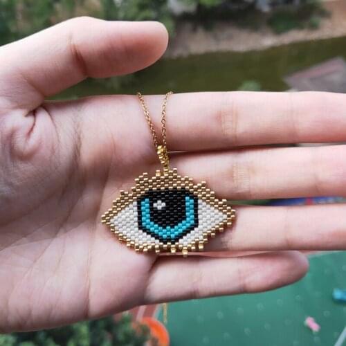 FAIRYWOO Turkish Evil Eye Pendant Necklace For Women Accessories Jewelry Gold Chain Necklace Delica Miyuki Beaded Necklaces Gift
