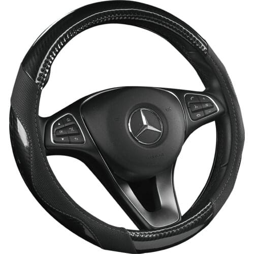 Anti Slip Car Carbon Fiber Steering Wheel Cover for Mercedes Ben AMG 38cm Models A C CLA E GLA GLC GLE S B CLS Class Accessories