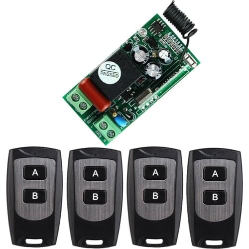 AC 220 V 1CH 1500W Wireless Remote Control Switch System Receiver Transmitter 4PCS 2 Buttons Waterproof Remote 315mhz/433.92mhz