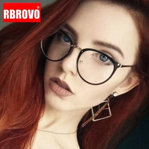 RBROVO 2021 Retro Glasses Frame Women Computer Round Glasses Frame Women Vintage Classic Luxury Eyeglasses Frame for Women/Men