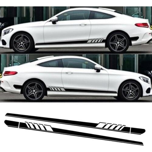 RKAC 2pcs Car Side Body Sticker Vinyl Decal Long Stripe Stickers For mercedes w204 W220 C E S class GLA GLC Car styling