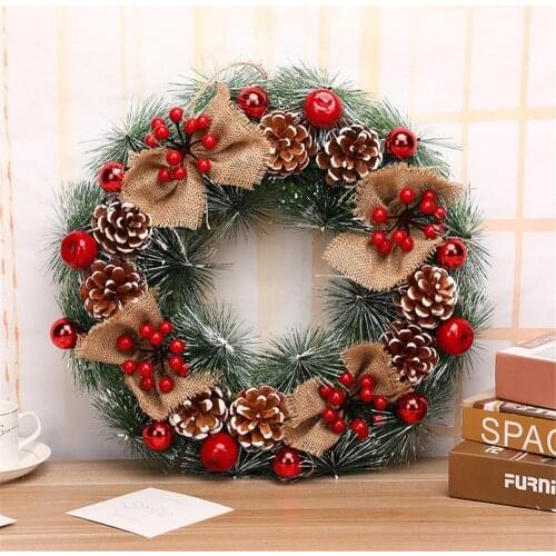 2020 40cm Christmas Wreath Handmade Rattan Pendant Garland Shopping Mall Door Decoration Advent Wreath guirnalda navidad