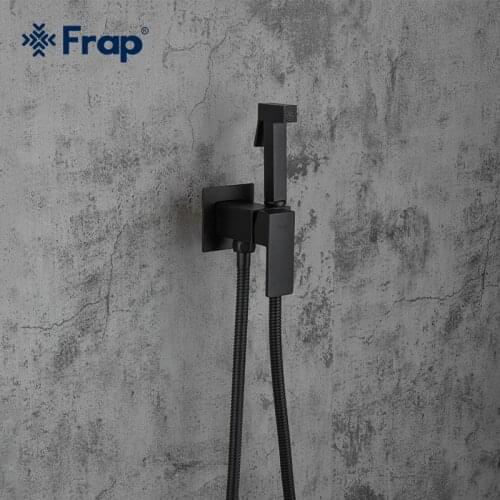 FRAP Bidets Black shower tap washer mixer muslim ducha brass higienica cold and hot water tap crane square shower bidet spray