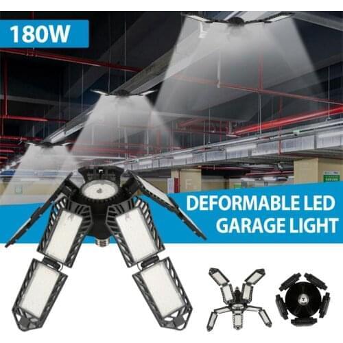 LED Garage Light 180W10+1 Deformation Lamp E27 Folding Lamp Industrial Lighting Warehouse Factory Garage Indoor Lighting Lights