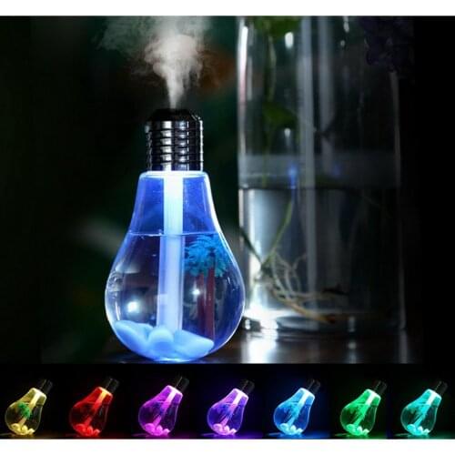Bulb Humidifier 400ml USB Air Humidifier Colorful LED Night Lamp Essential Oil Diffuser for Home Office