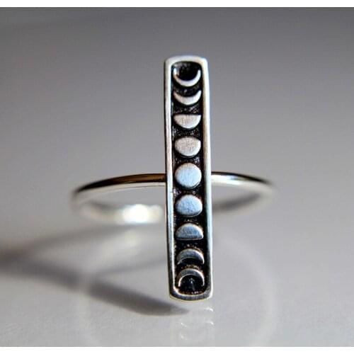 Vintage Female Small Wedding Finger Ring Fashion Unique Style Moon Phase Engagement Ring Cute Simple Jewelry Gifts