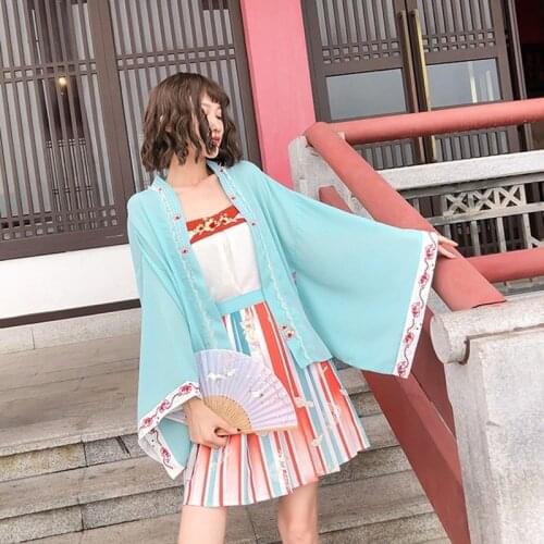 Chinese Traditional Hanfu Clothes Anime Kimono Cosplay Ancient Tang Dynasty Princess Dress Oriental Hanfu Skirt Cardigan FF3254