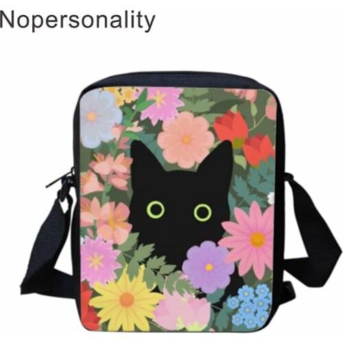 Nopersonality Gothic Moon Phase Black Cat Prints Women Crossbody Bags Teenager Girls Fashion Shoulder Messenger Bags Female Bag