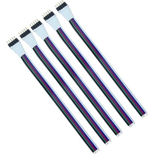 10pcs/lot 5Pin RGBW Connector Female Male for LED Strip with Cable Cord 15cm