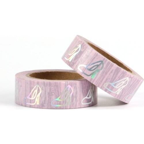 15mm*10m Creative Gaul shoes laser Foil Washi Tape Kawaii Adhesive Tape DIY Scrapbooking Sticker Label Masking Tape