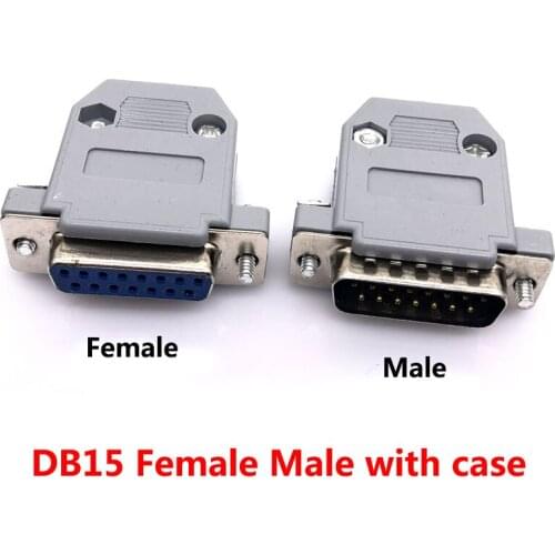 2Set 4Set 6Set DB15 Serial Port Connectors 2 rows 15P Female Male Socket Shell Plastic Plug Connector 15pin Socket Adapter