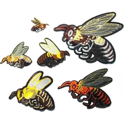 20pcs/lot Large Diy Cute Bee Animal Embroidery Patches for Clothing Dress Skirt Biker Decoration Appliques