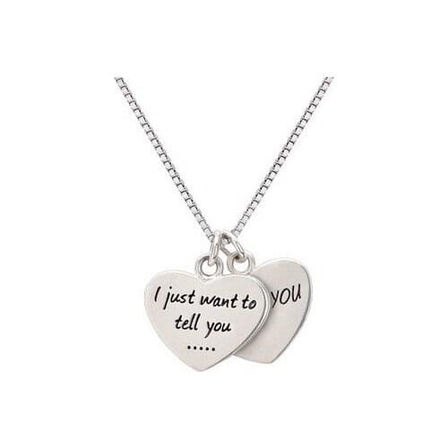 2015 New Mother Gift Double Hearts pandant Necklace "I just want to tell you ... I love you" For Mom & Lovers Fashion jewelry