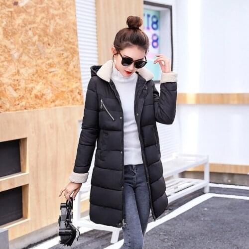 2018 Winter Womens Overcoats Cotton Wear Womens Long Coats and Jackets Padded Jacket Hat Cross Border Down Feather Clothes