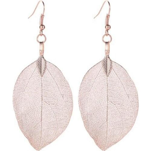 2021 Fashion Bohemian Long Earrings Unique Natural Real Leaf Big Earrings For Women Fine Jewelry Gift pendientes