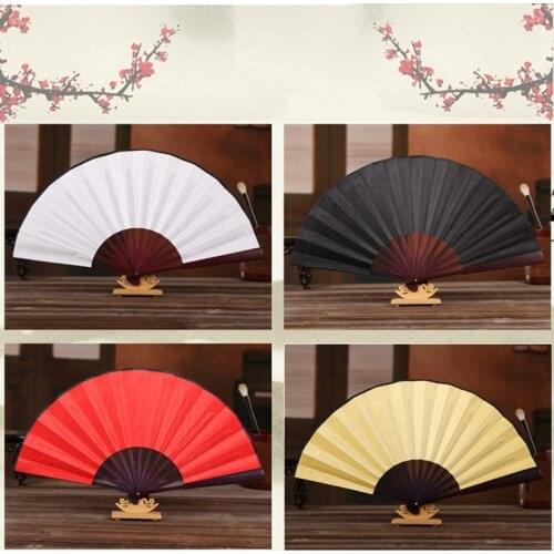 8 Inch Fan Cloth Blank Chinese Folding Fan Wooden Bamboo Ancient Painting Folding Fan For Calligraphy Painting Home Decor