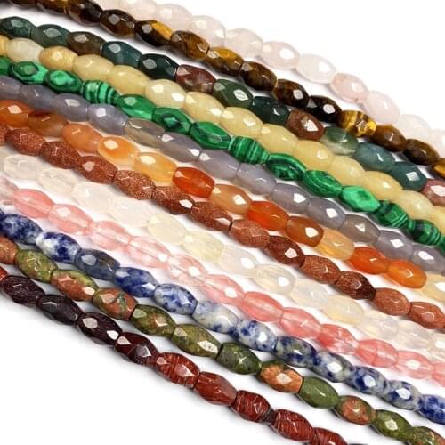 22pcs Pillar Type Natural Stone Bead Watermelon Red Stones Bracelet Necklace Jewelry for DIY Jewelry Birthday Gift Size 6x9mm