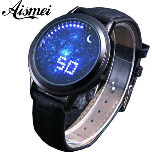 2018 New Fashion Starry Sky Touch Screen Watch Men Women LED Watches Casual Leather man Sports Wristwatches Relogio Masculino