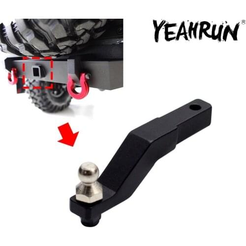 YEAHRUN Black Aluminum Adjustable Tow Trailer Hitch for Axial SCX10 II 90046 1/10 RC Crawler Car Upgrade Parts Accessories