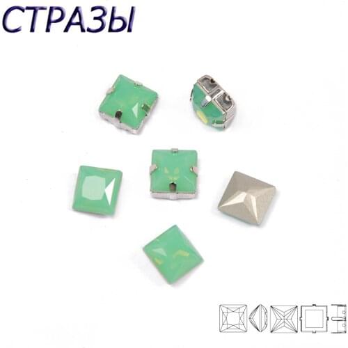 CTPA3bI Pacific Opal Color Square Sew on Rhinestones Sewing Crystal with Gold/Silver Claw Diy Wedding Dress clothes,bags,Shoes