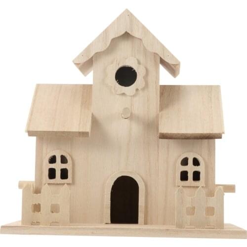 Wooden Bird House Hanging Birdhouse Wood Birds Nest Box Garden Indoor Ornament