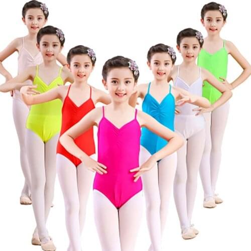 Kids Dance Practice Clothes Spaghetti Strap Criss Cross Acrobatics Gymnastics Ballet Leotards For Girls Warmup Bodysuit Child
