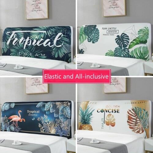 Elastic All-inclusive Headboard Cover with Plant Animal Printed Dust proof Bed Head Cover Nordic Bed Head Back Protector 220cm