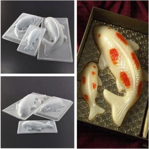 Hot 3d Koi Fish Shape Plastic Cake Chocolate Jelly Mould Mold Diy Molds Large Medium And Small Sizes Baking Tools Decorations