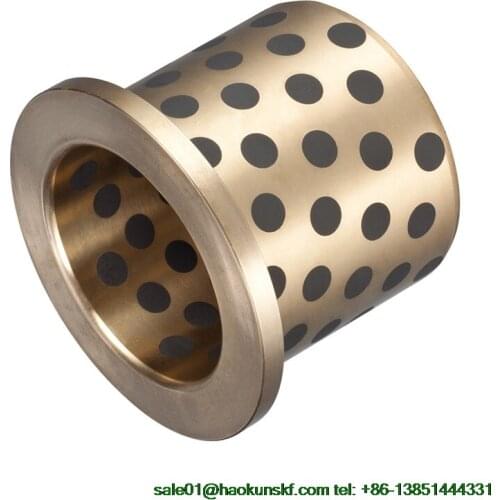 JFB304020 / 3020F (Size:30*40*20/50*5mm) Flanged Solid-Lubricanting Oilless Graphite Brass Bushing|Copper Bearing MPFZ30-40*20
