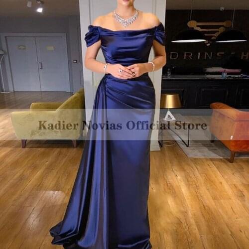 KADIER NOVIAS Long Arabic Mermaid Navy Blue Womens Evening Dress with Skirt Formal Prom Party Gowns
