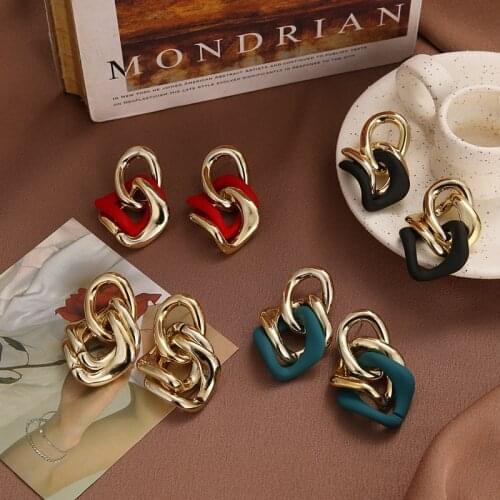 Classic Gold Color Earrings For Women Multiple Trendy Geometric Drop Statement Earrings Fashion Party Jewelry Gift