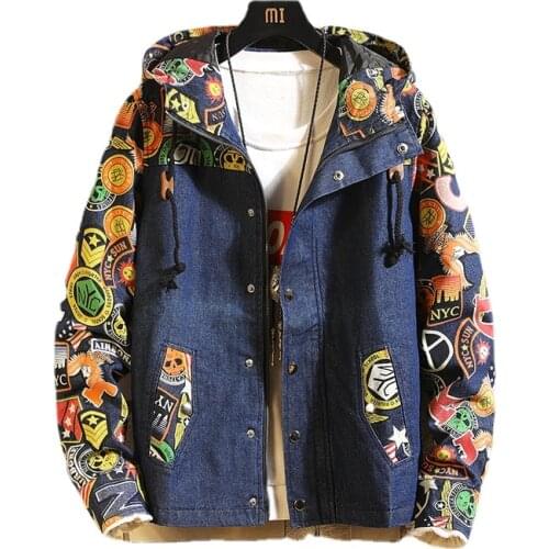 Men Spring Denim Jackets Outwear Hooded Denim Coats New Male Slim Casual Jeans Jackets Streetwear Jean Coats Size 3XL